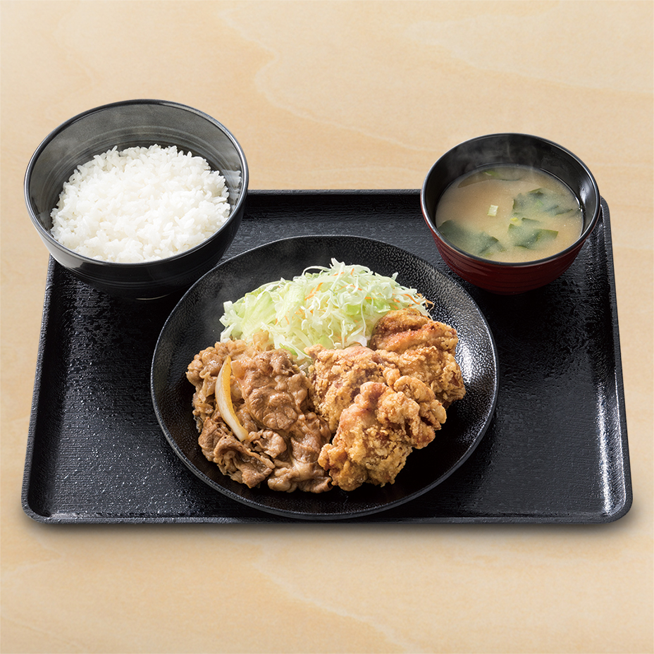 から揚げ牛皿定食