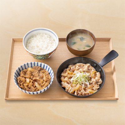 ダブル定食（牛皿・ねぎ塩豚定食）