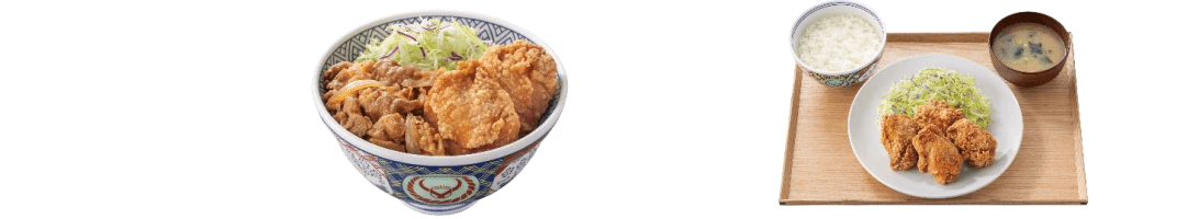 「から揚げ丼」と「から揚げ定食」の商品画像