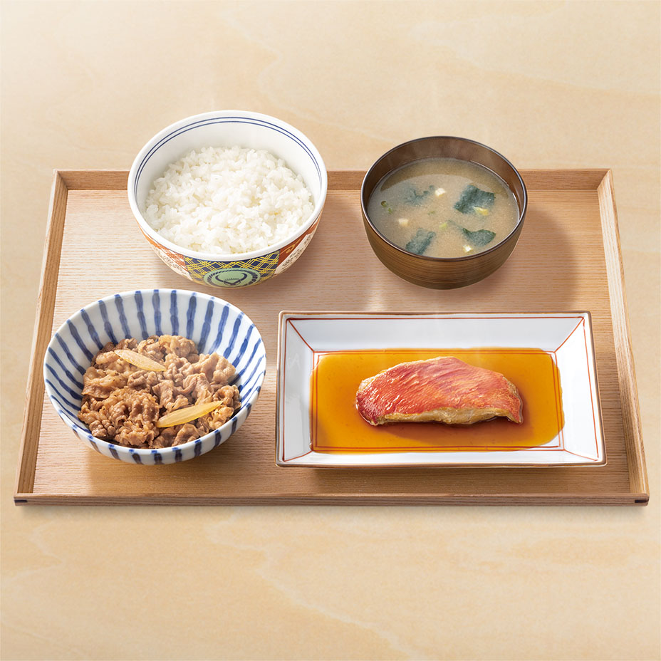 牛金目鯛の煮付け定食